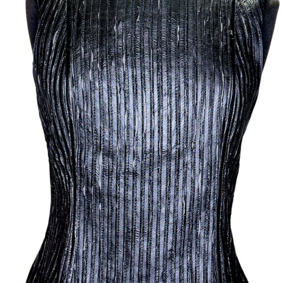 Bebe Black Leather Medium Tank PU Stripe Top ribbed - Picture 5 of 8